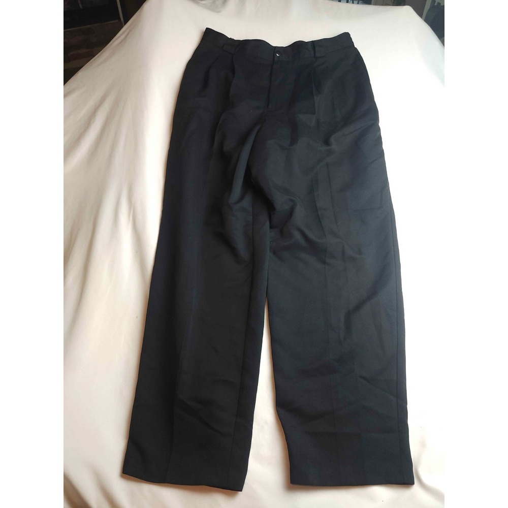 Laura Scott Dress Pants Womens Size 18 Black Woven Pleated Straight Leg Career